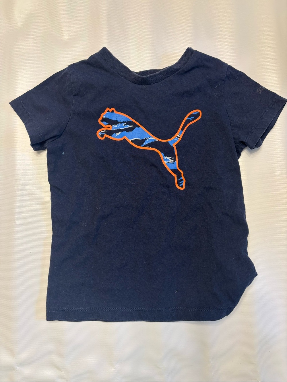 Puma Navy Tee with Blue Camo Puma Logo and Orange Outline